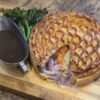 Sweet Potato Red Onion Cauliflower & Stilton cheese pie with roasted onion gravy