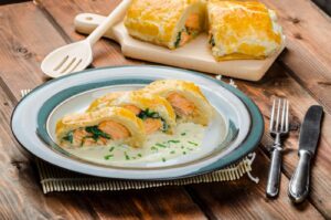 Salmon Curried leek Encroute