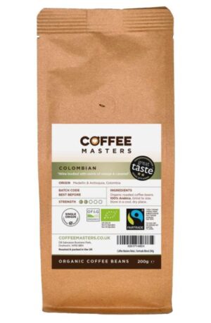 Coffee Masters - Colombian Organic Fairtrade Coffee Beans (1x200g) or (1kg)